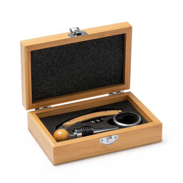 Set de Vino Bambú con Estuche