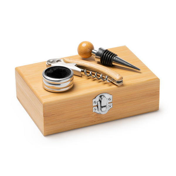 Set de Vino Bambú con Estuche